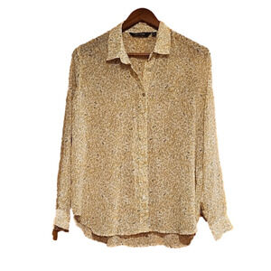 Glassons floral polyester ladies size 6 blouse soft yellow